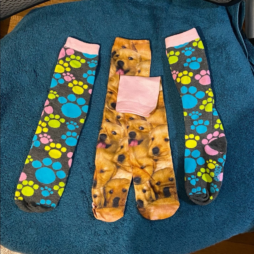 Pink cookie 🐶 dog Labrador puppy print socks